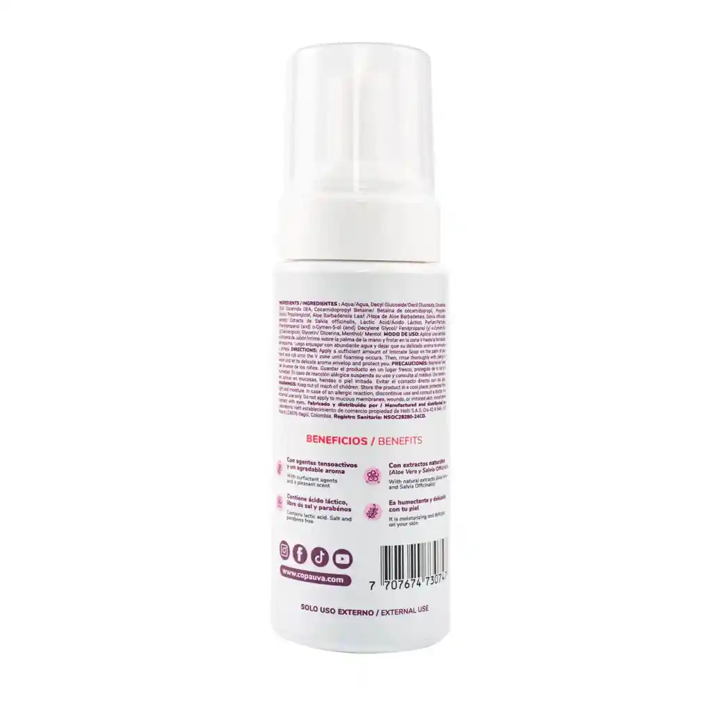 Jabón Íntimo Femenino En Espuma 150 Ml Uva