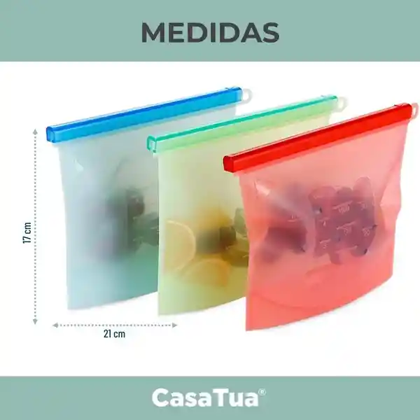 Bolsas Silicona Hermeticas Alimentos Casatua Set X 3