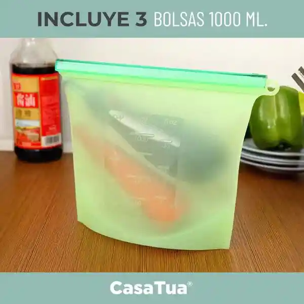 Bolsas Silicona Hermeticas Alimentos Casatua Set X 3