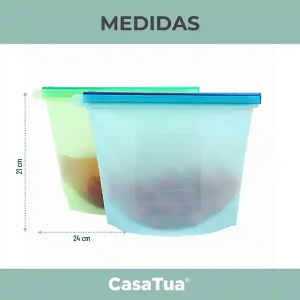 Bolsas Silicona Hermeticas Alimentos Casatua Set X 2