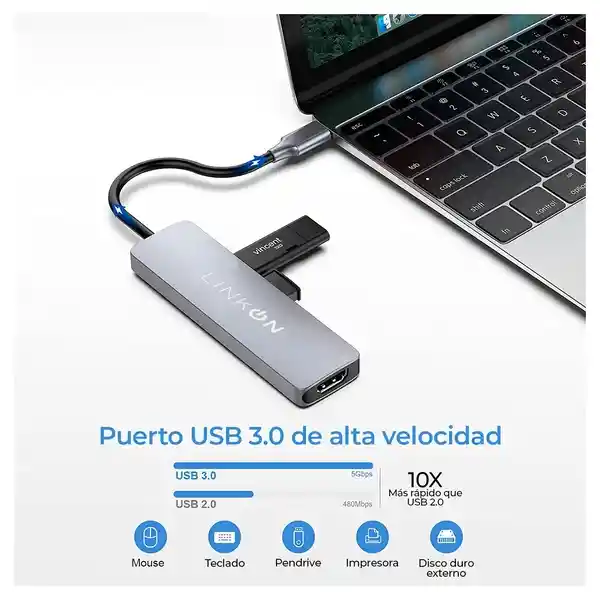 Hub Usb C Adaptador Multipuerto 6 En 1