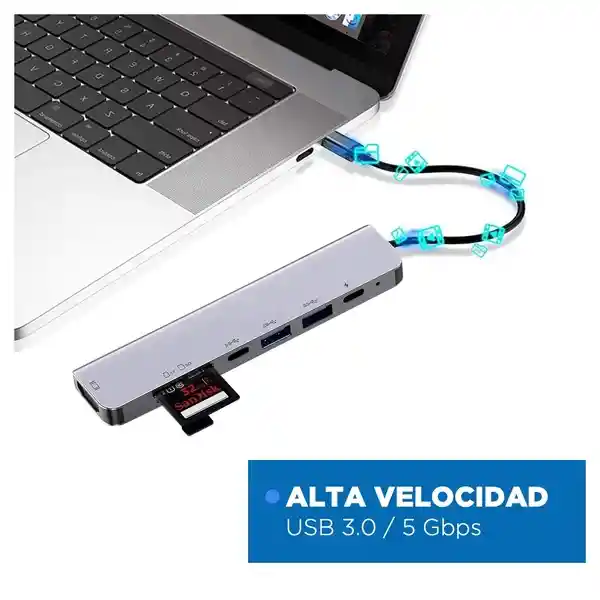 Hub Adaptador Multipuerto Usb C 7 En 1 Linkon