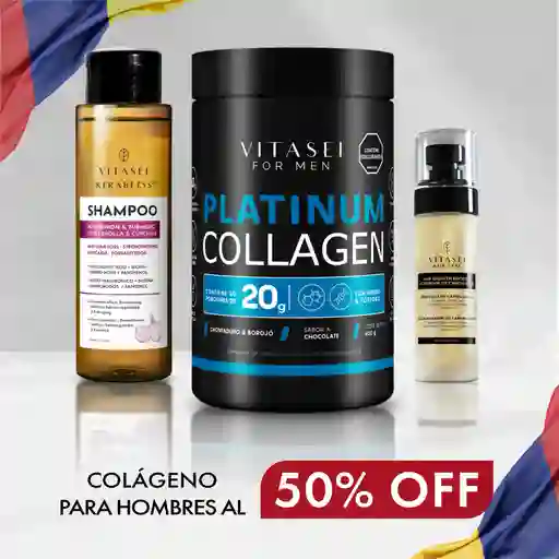 Kit Capilar Estimulador De Crecimiento - Activador + Shampoo - Colágeno Para Hombres 50%