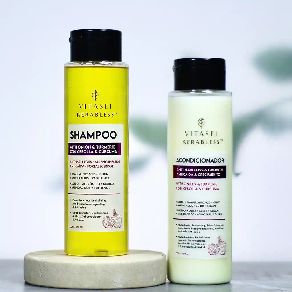 Kit Capilar Anticaída Y Estimulador De Crecimiento - Shampoo + Acondicionador Con Cebolla Y Cúrcuma