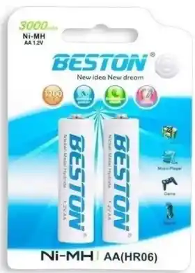 Paquete Bateria Beston Aa 750 Mah X2 Recargable