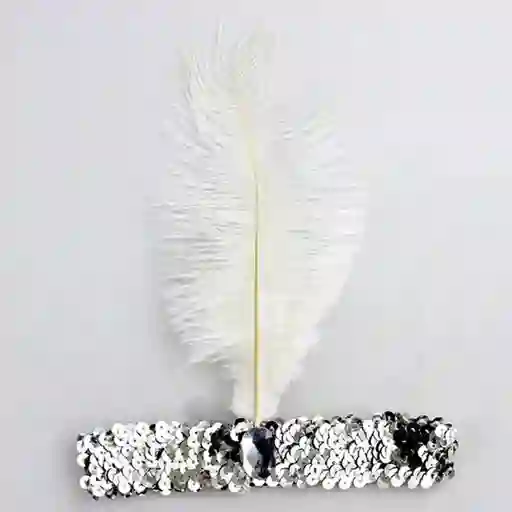 Diadema Charleston Para Mujer Detalle De Pluma Plateada