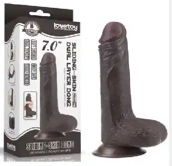 7 Sliding Skin Dual Layer Dong Black