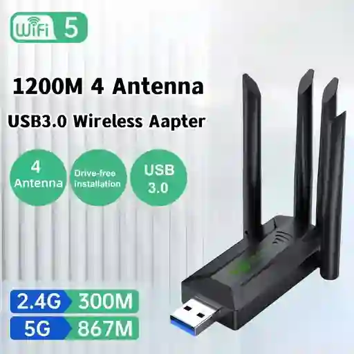 Adaptador Usb Wifi De 1200mbps, Receptor Inalámbrico Potente