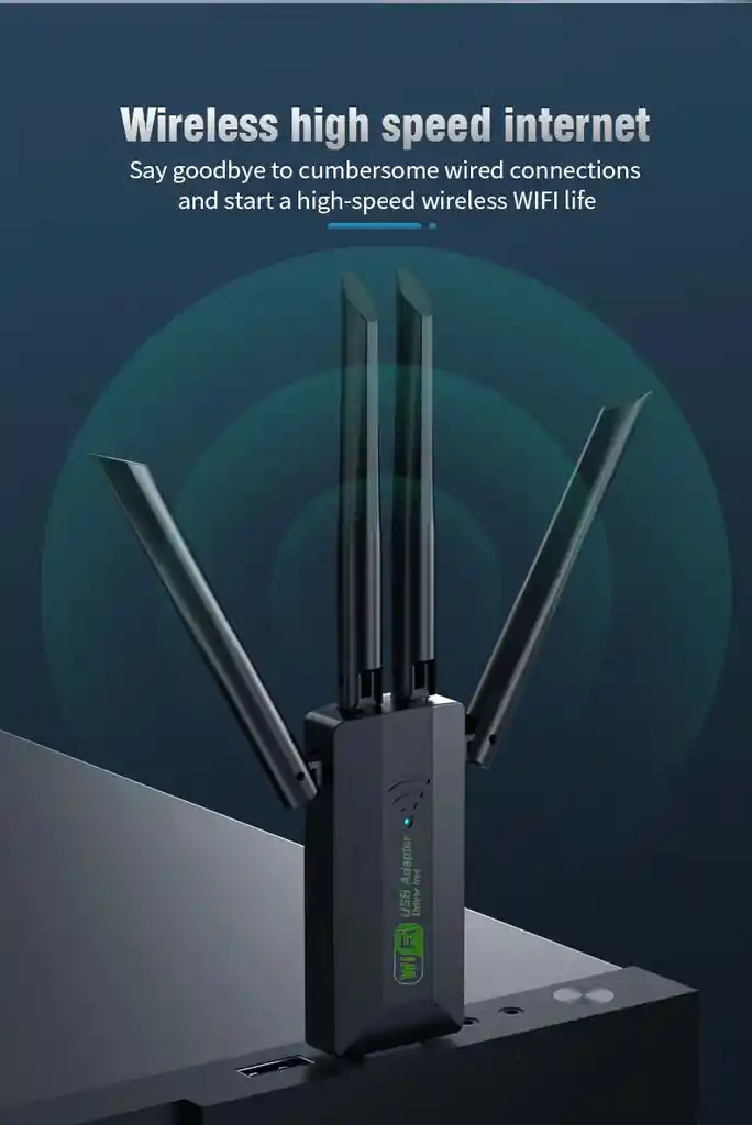 Adaptador Usb Wifi De 1200mbps, Receptor Inalámbrico Potente
