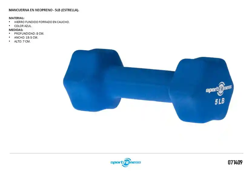 Mancuerna En Neopreno 5 Libras Unidad