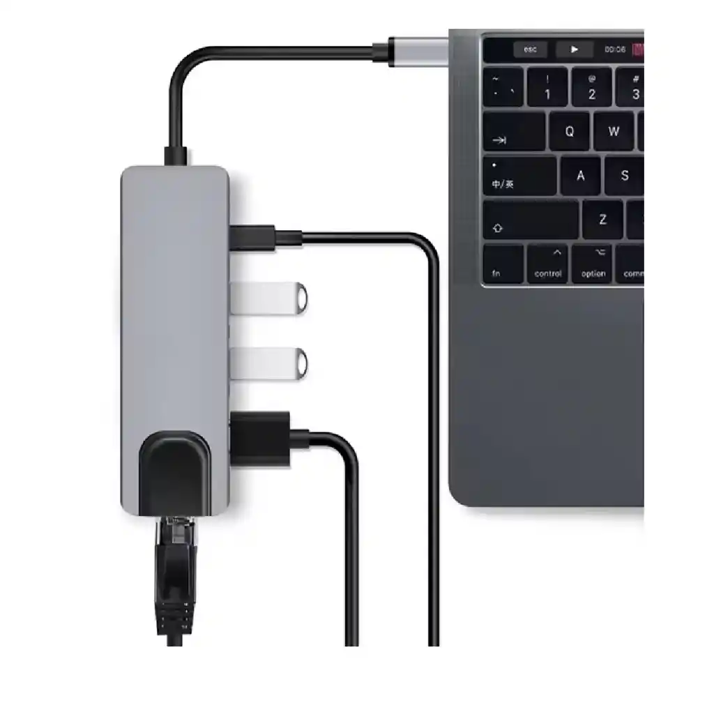 Adaptador Hub 5 En 1 Para Macbook O Pc Usb-c A Ethernet Hdmi Usbx2 Tipo C