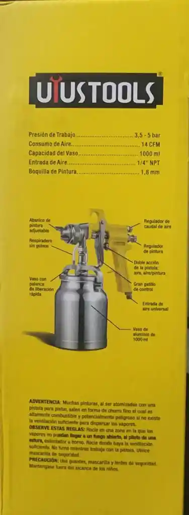 Pistola Para Pintar Succión De 1000 Ml, Uyustools