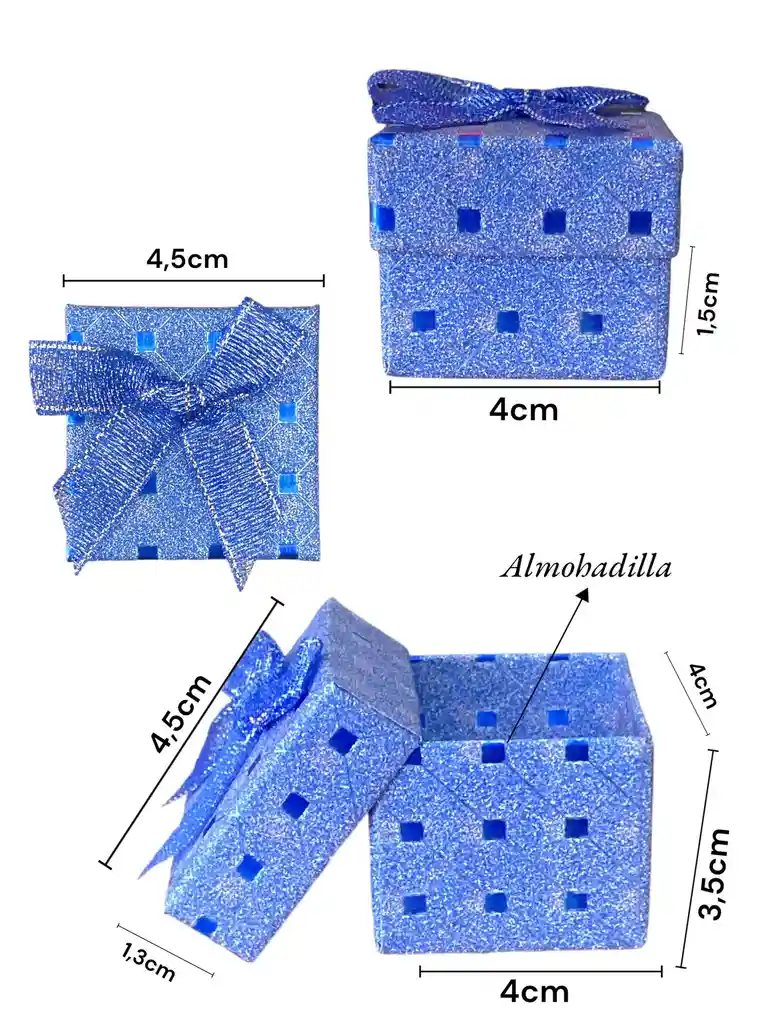 Caja De Joyería Para Anillos De Regalo, Organizador De Anillos 4,5 X 4,5 X 4 Cm Color Azul O, Caja De Anillos En Cartón, Joyeria