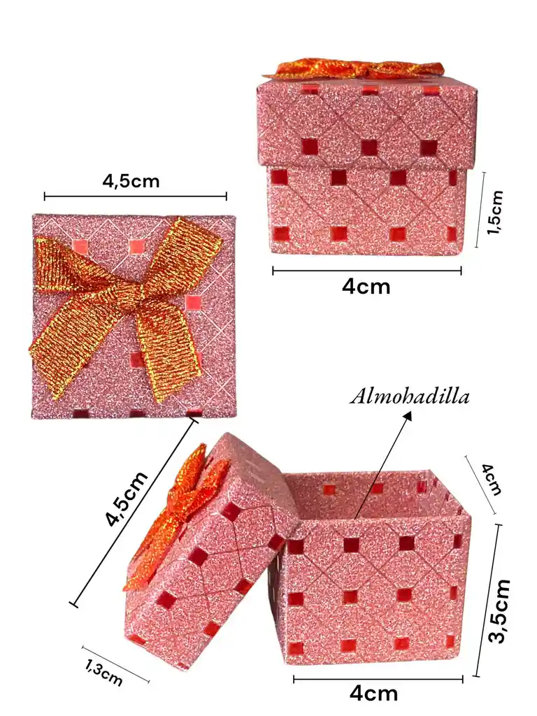 Caja De Joyería Para Anillos De Regalo, Organizador De Anillos 4,5 X 4,5 X 4 Cm Color Rojo, Caja De Anillos En Cartón, Joyeria