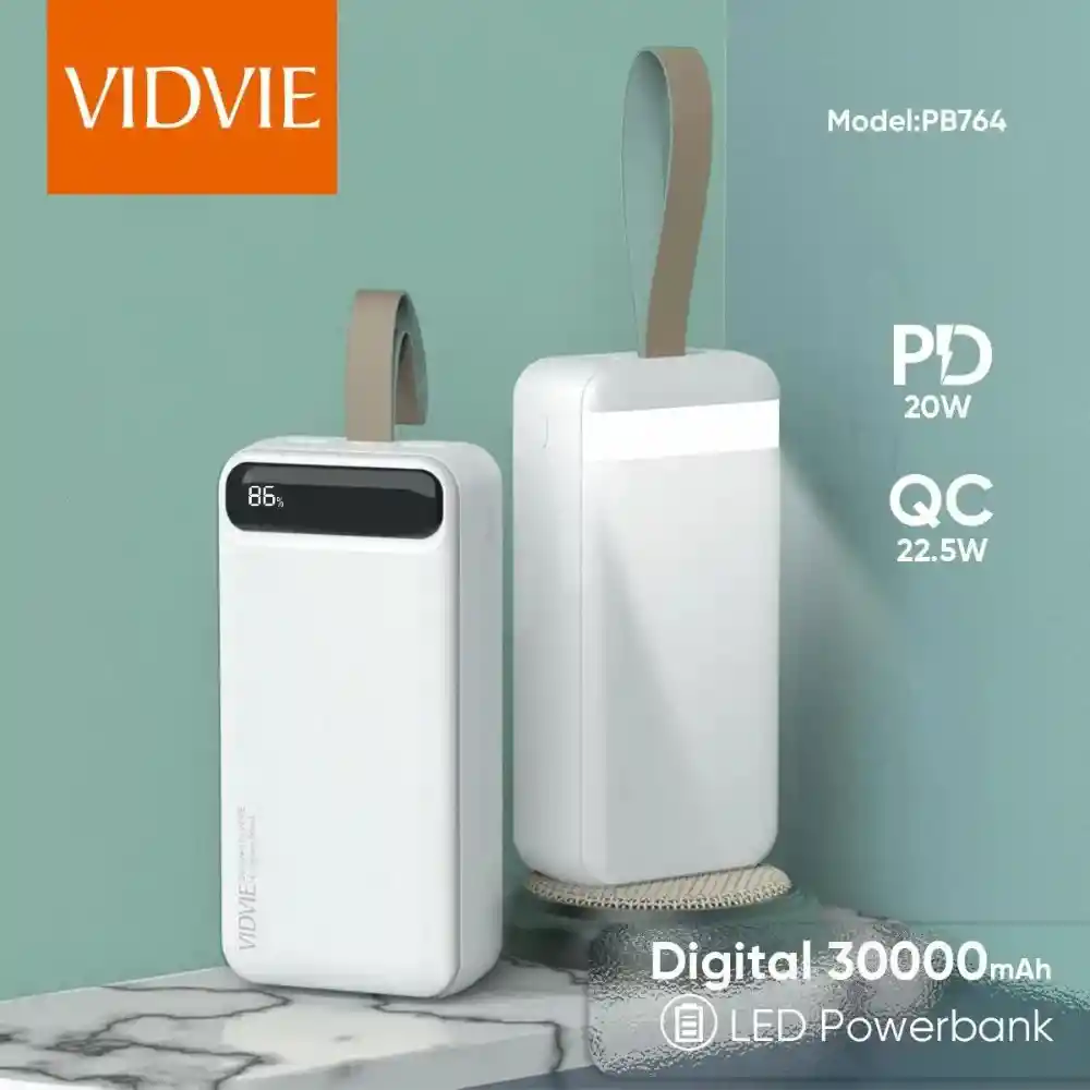 Power Banck Vidvie Pb764 30000 Mah 22.5w + Luz Led