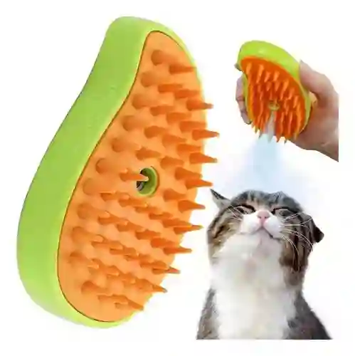 Cepillo De Vapor 3en1 Masajeador Para Mascotas Perros Y Gatos Color Verde Lima