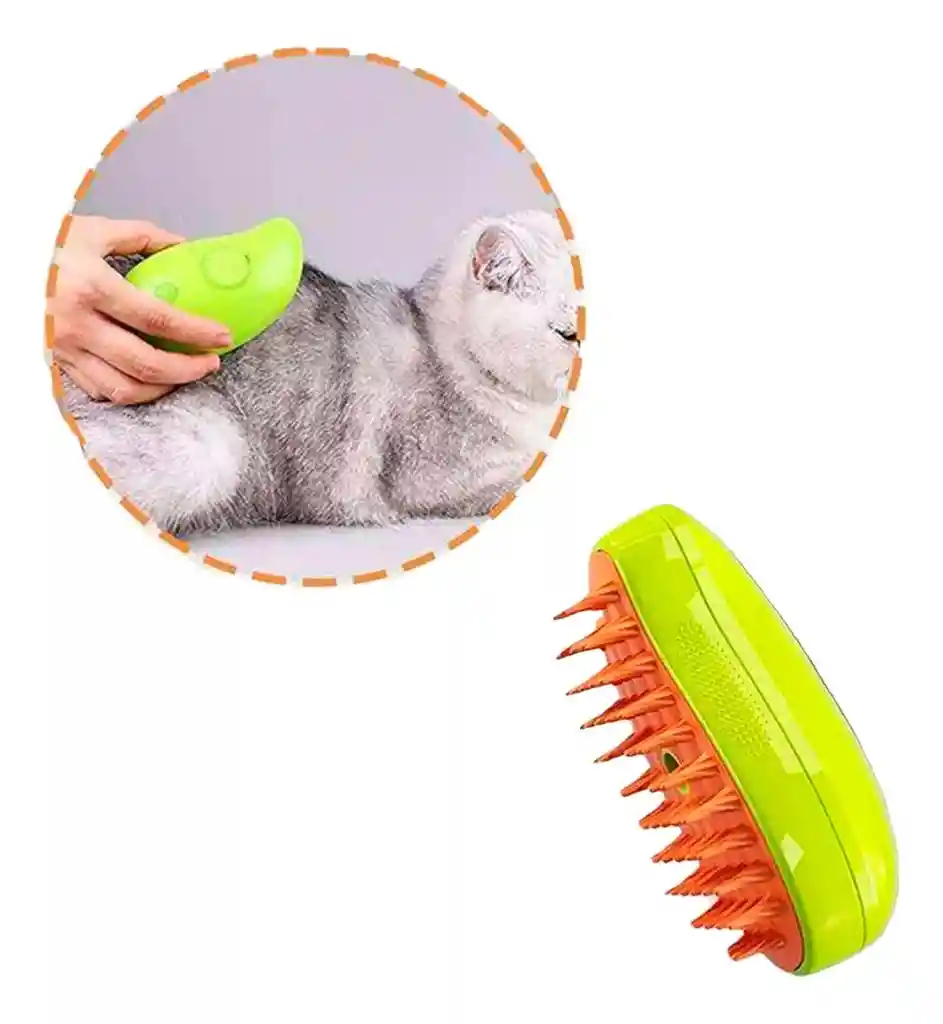 Cepillo De Vapor 3en1 Masajeador Para Mascotas Perros Y Gatos Color Verde Lima