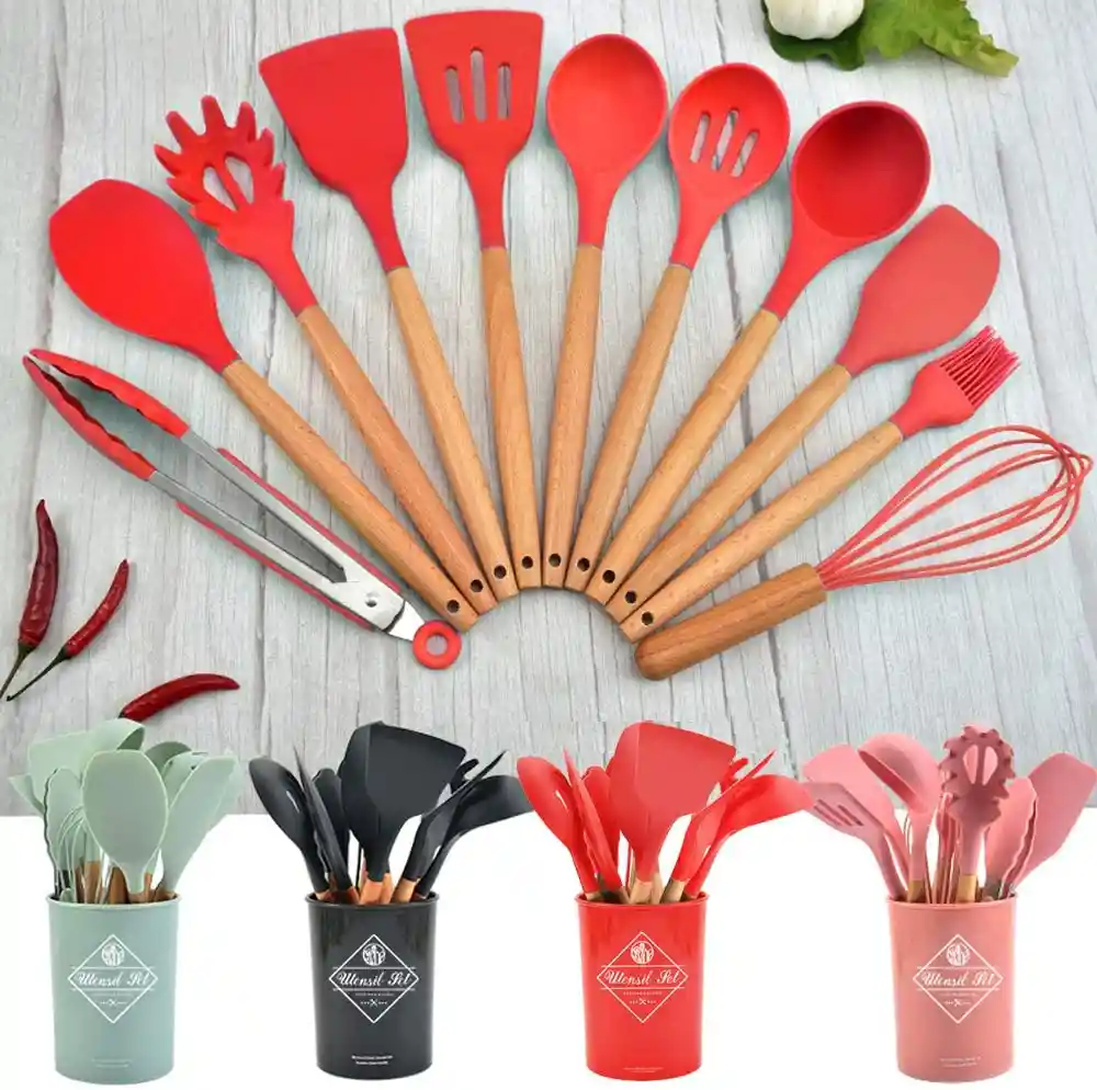 Set De Utensilios De Cocina X12 Unidades En Silicona