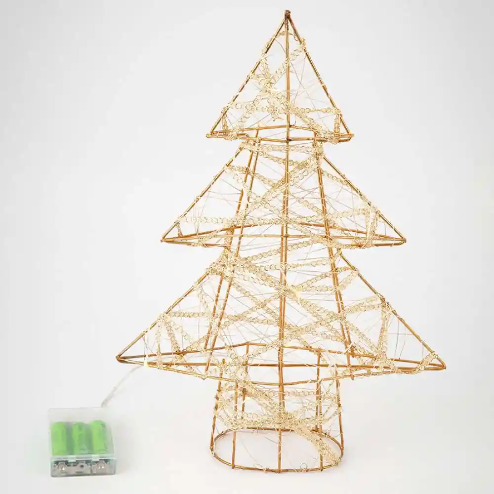 Arbol Decorativo Led Navideño 36cm Dorado