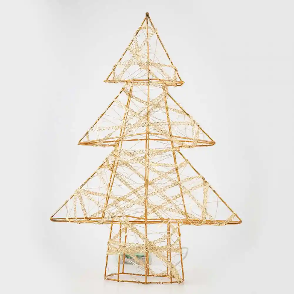 Arbol Decorativo Led Navideño 36cm Dorado