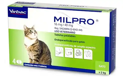 Milpro Gato Adulto 16 Mg/40 Mg * 1 Tableta (sin Caja)