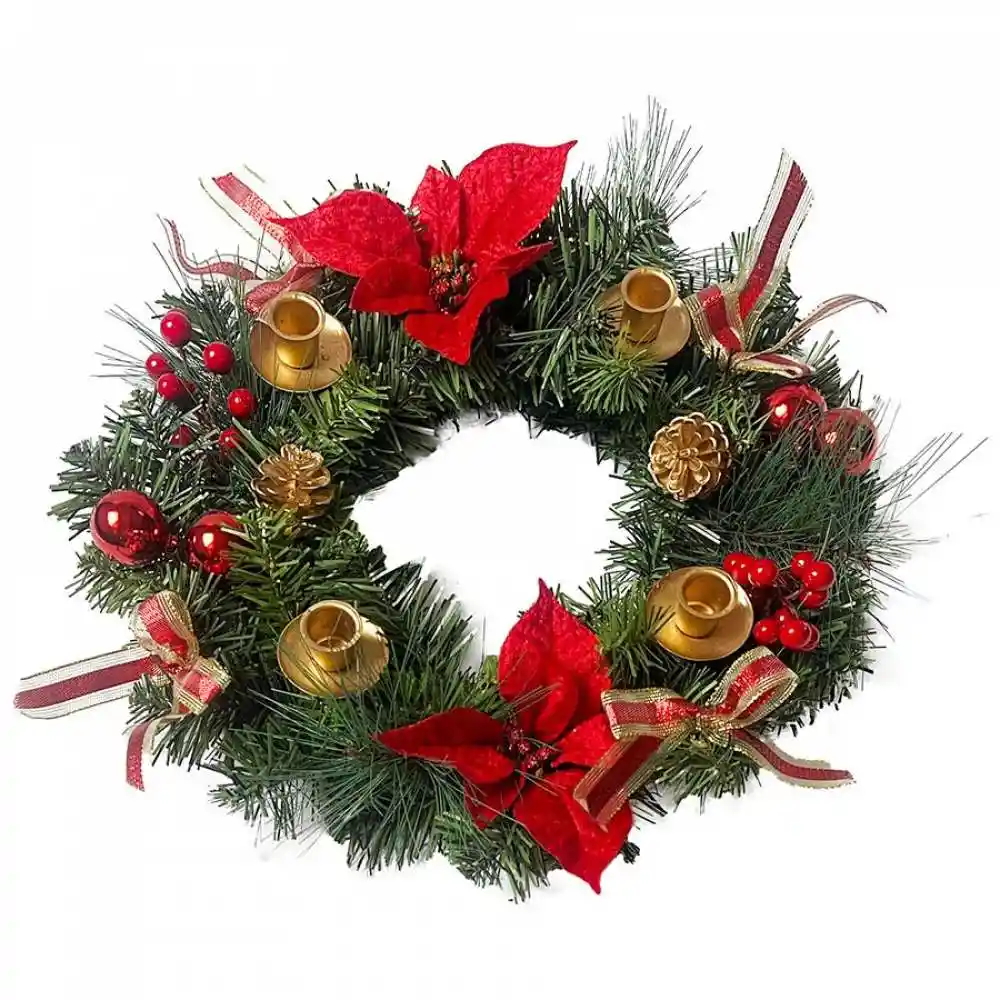 Corona Adviento 45cm Flores Navidad Expressions Christmas