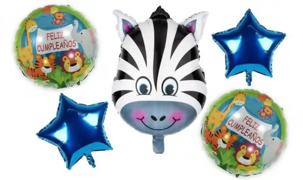 Kit Globos Animal Bebé - Jirafa, León O Zebra