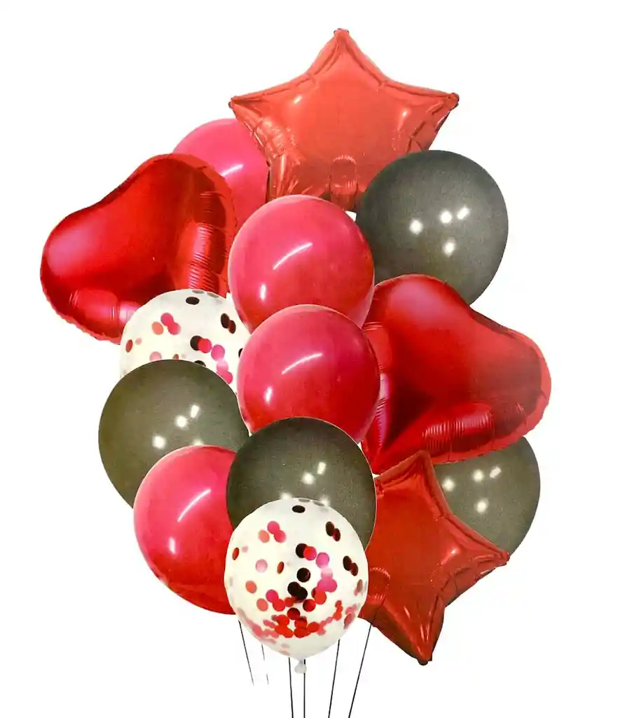 Bouquet Globos Metalizados 14 Piezas Amor Y Amistad San Valentín