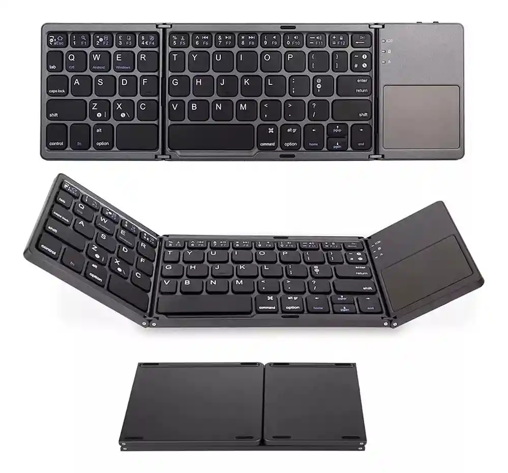 Teclado Bt Inalámbrico Plegable Ultra Delgado Con Touchpad