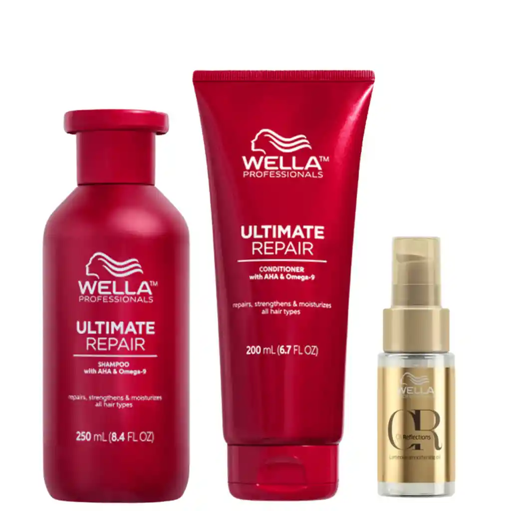 Kit Wella Ultimate Repair Shampoo Mascarilla + Oleo Oil Reflection