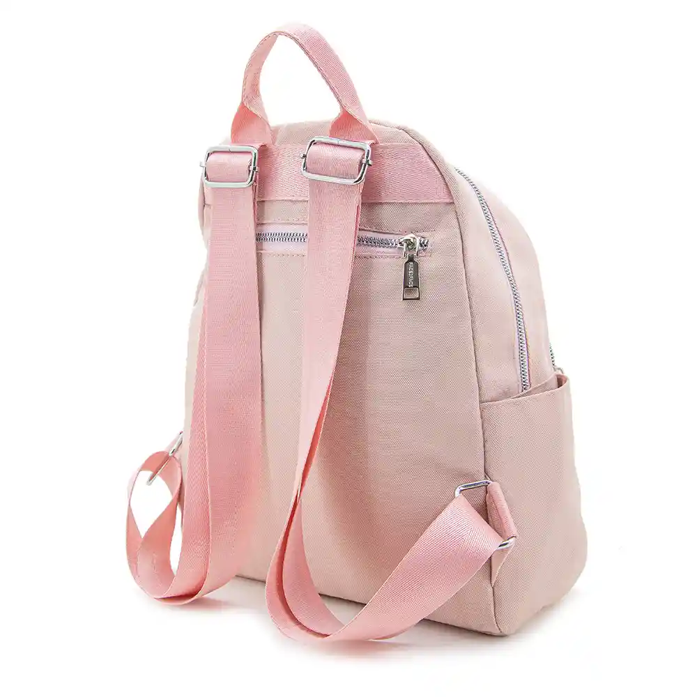 Morral Nylon Cierres Metálicos Contraste En Bolsillo