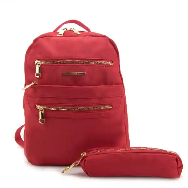 Morral Nylon Con Cieres Frontales Dorados