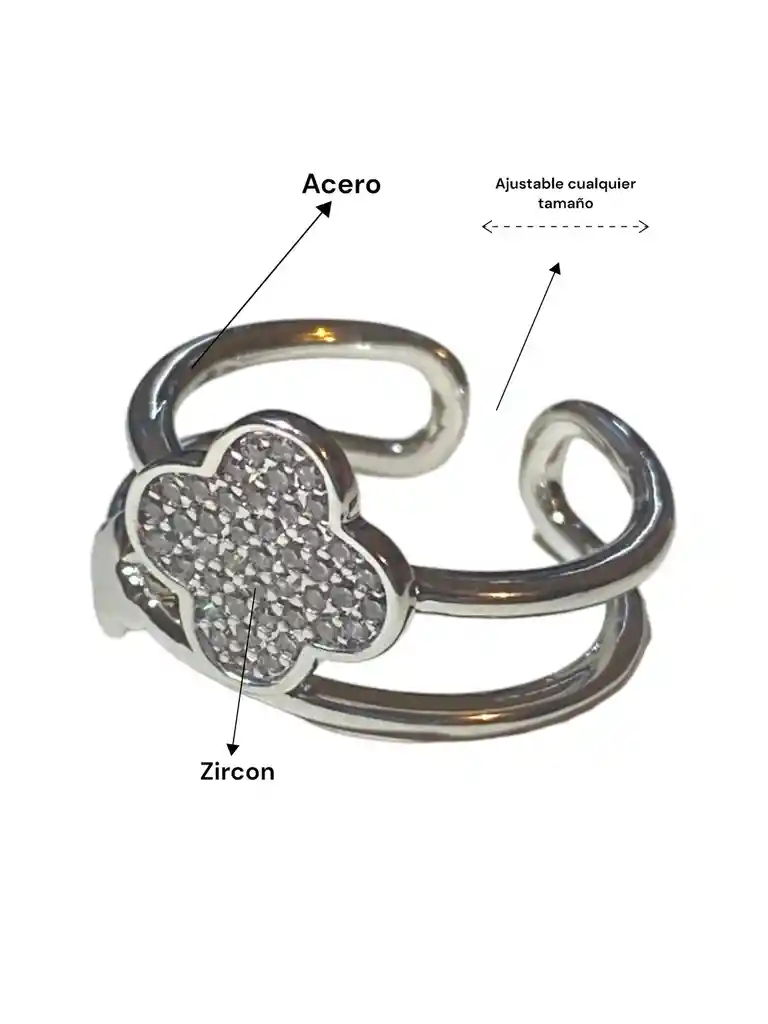 Anillo En Acero Inoxidable Ajustable Con Piedras De Zircon, Anillo De Acero Inoxidable, Joyería Femenina, Anillos Acero Inoxidable