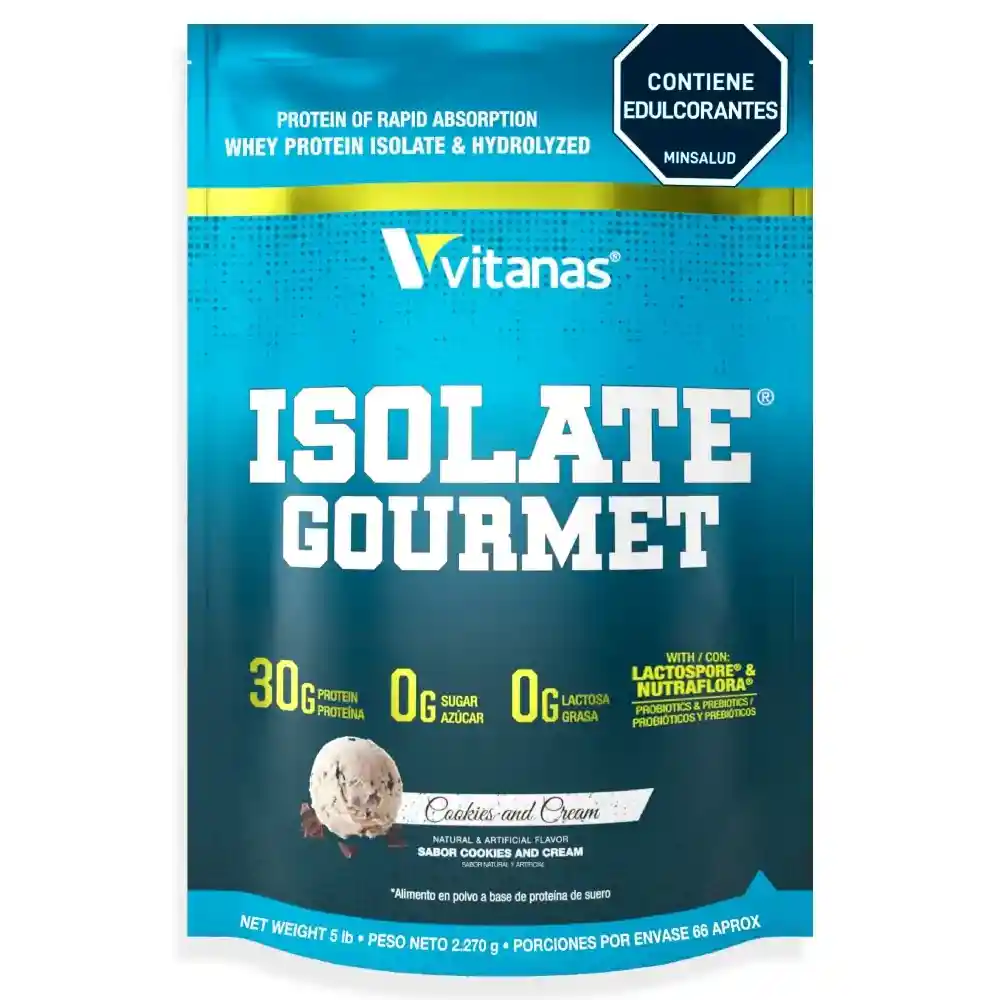 Proteina Isolate Gourmet Cookies Cream Vitanas 5 Libras