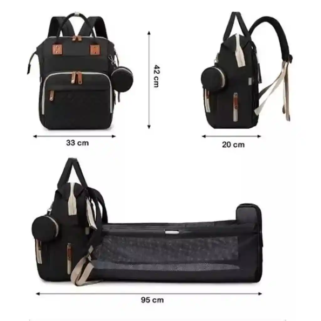 Pañalera Tipo Morral Plegable Con Cambiador