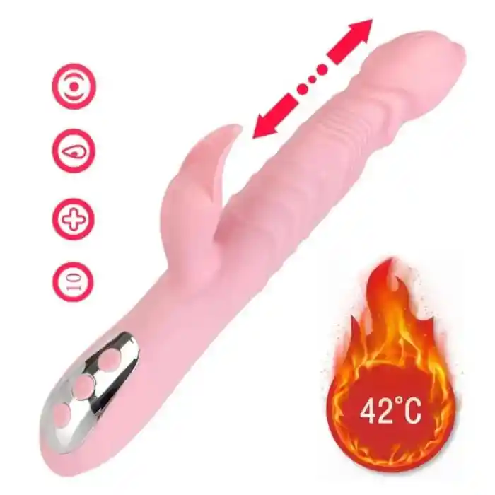 Vibrador Doble Estimulacion De Lujo Con Calefaccion Función Telescopio Y Lengua + Lubricante Neutro A Base De Agua Osly Intimy 30 Ml