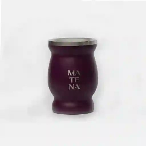 Mate De Acero "matena" Morado Con Bombilla Color Plata