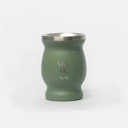 Mate De Acero "matena" Verde Con Bombilla Color Plata