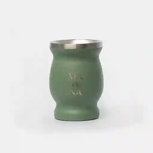 Mate De Acero "matena" Verde Con Bombilla Color Plata