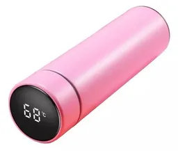 Termo Digital Color Rosa De Acero Inoxidable Capacidad 500ml