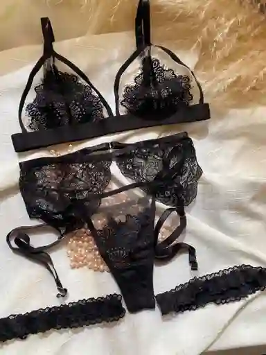 Lenceria Sensual Con Ligueros Rojo Negro Azul
