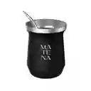 Mate De Acero "monumental" Con Bombilla Color Plata
