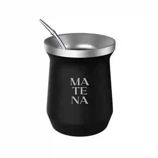 Mate De Acero "monumental" Con Bombilla Color Plata