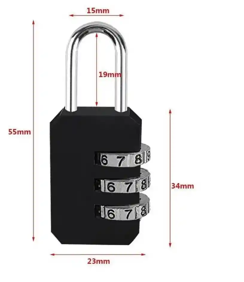 Mini Candado Locker Gris Maleta De Viaje 30mm Clave Numérica