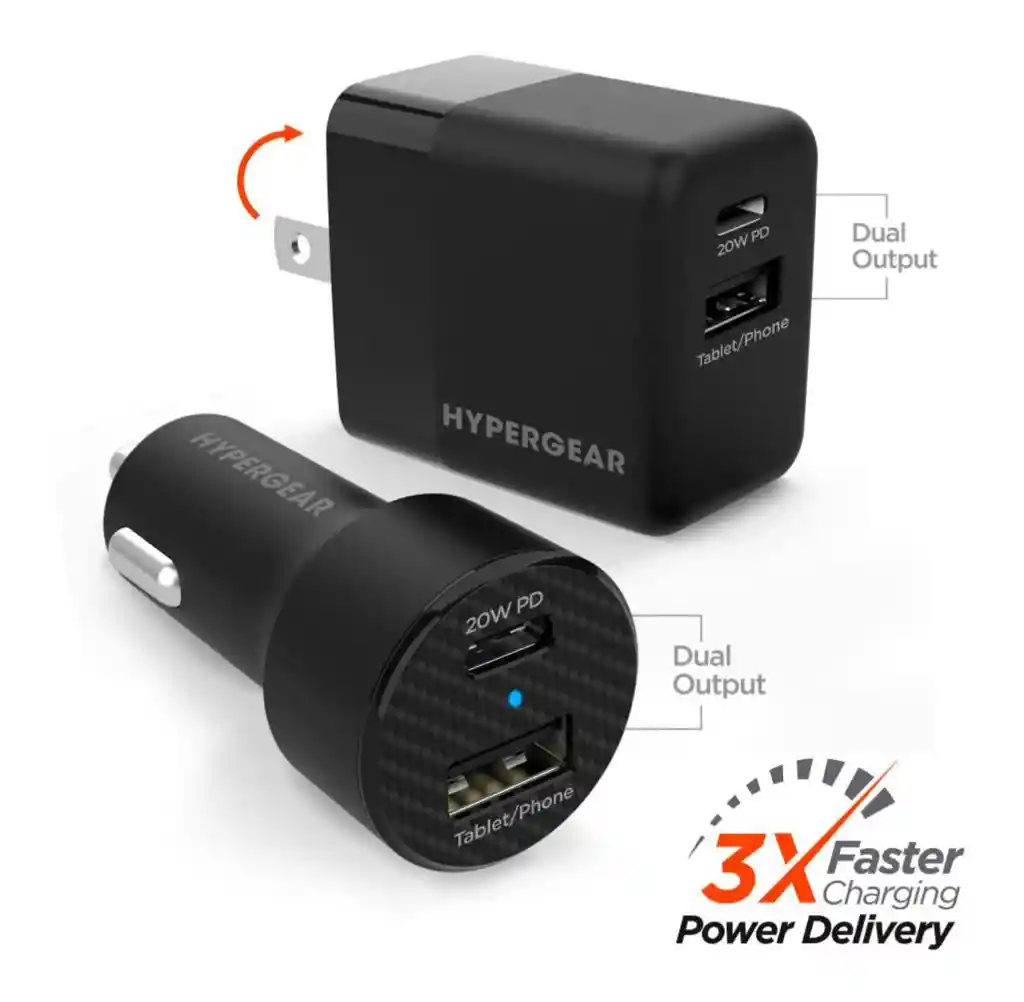 Combo Cargador De Pared + Cargador De Carro 20w Hypergear