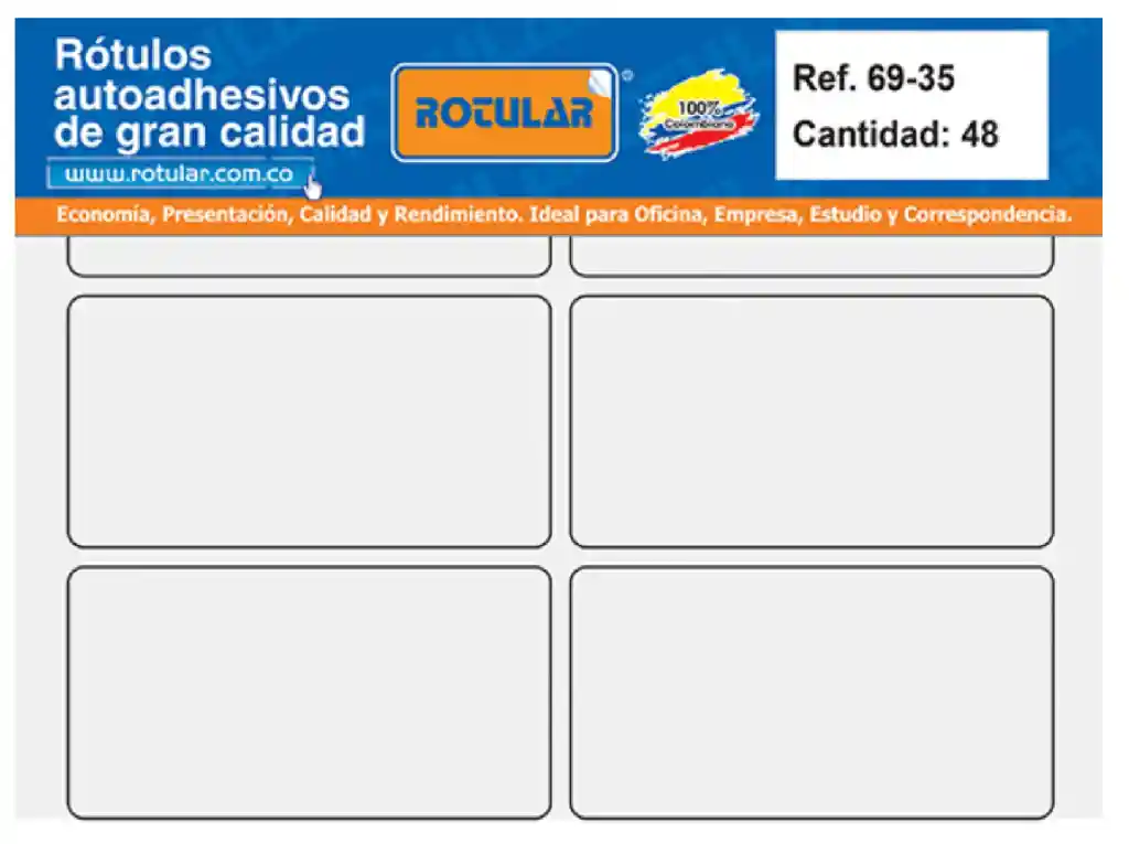 Rotulo Adhesivo 69-35 Cuadrado Blanco