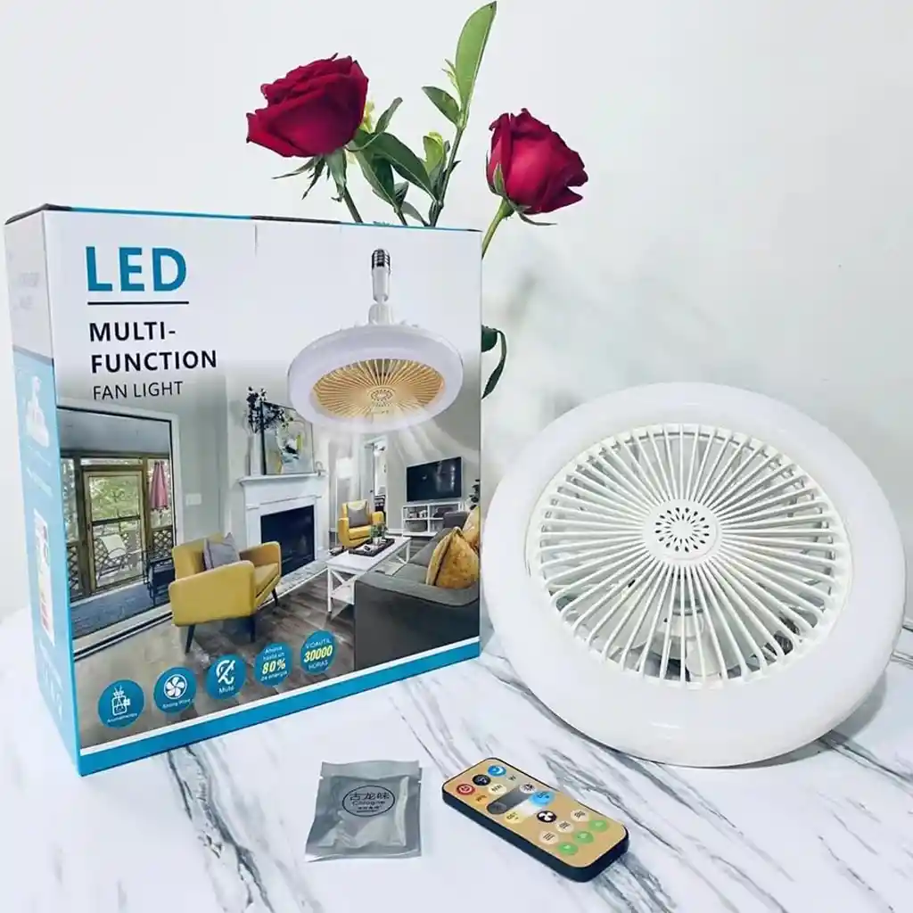 Ventilador De Techo Inteligente 30w Con Lámpara Y Control Remoto