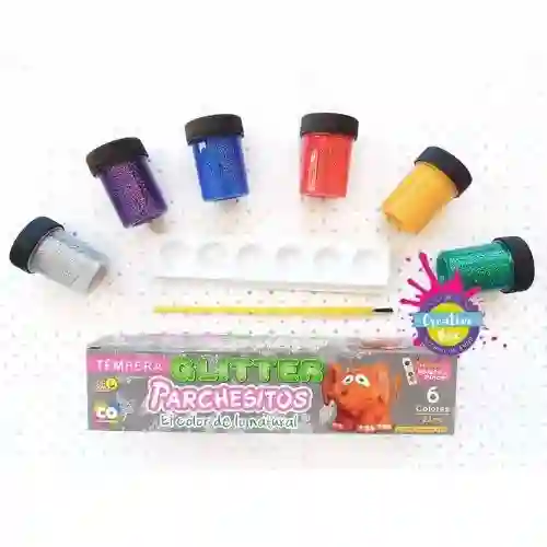 Parchesitos Tempera Glitter 22cc, X6