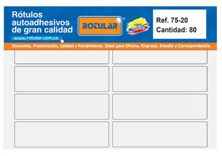 Rotulo Adhesivo 75-20 Rectangular Blanco