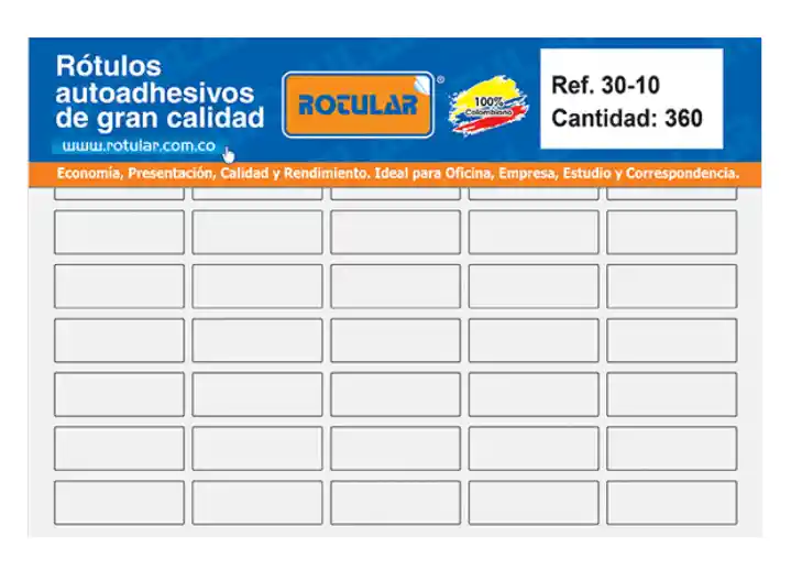 Rotulo Adhesivo 30-10 Rectangular Blanco